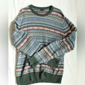 J. Crew women’s Striped Crewneck Sweater - Green, Blue, Orange